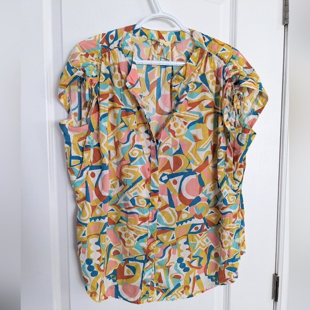 Anthropologie Danielle Kroll Brooklynite Printed Top shirt Medium - Picture 10 of 10